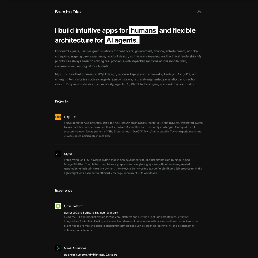 BrandonDiaz.me Landing